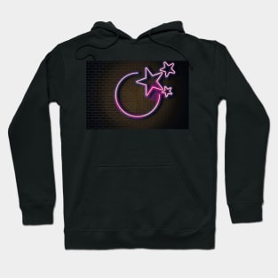 Brick Wall Pink Neon Glow Advertising Neon Signs Hoodie